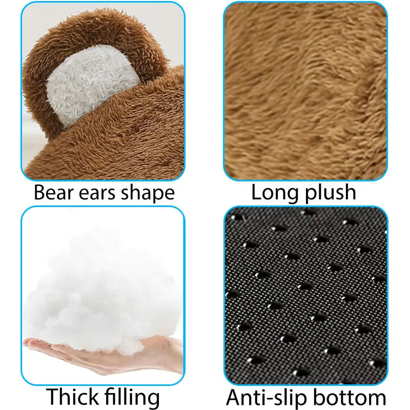 Bear-Shaped Plush Bed for Cats and Small Dogs