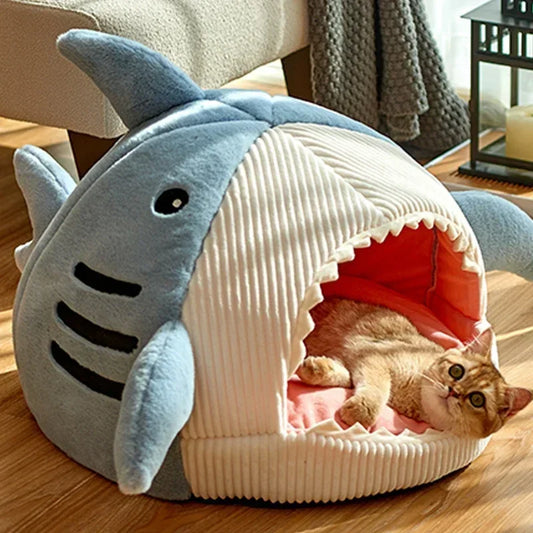 Shark-Shaped Cozy Bed for Cats and Small Dogs
