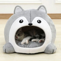 Cute Animal-Shaped Plush Bed for Cats and Small Dogs